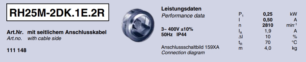 Технологические характеристики RH25M-2DK.1E.2R, арт. 111 148